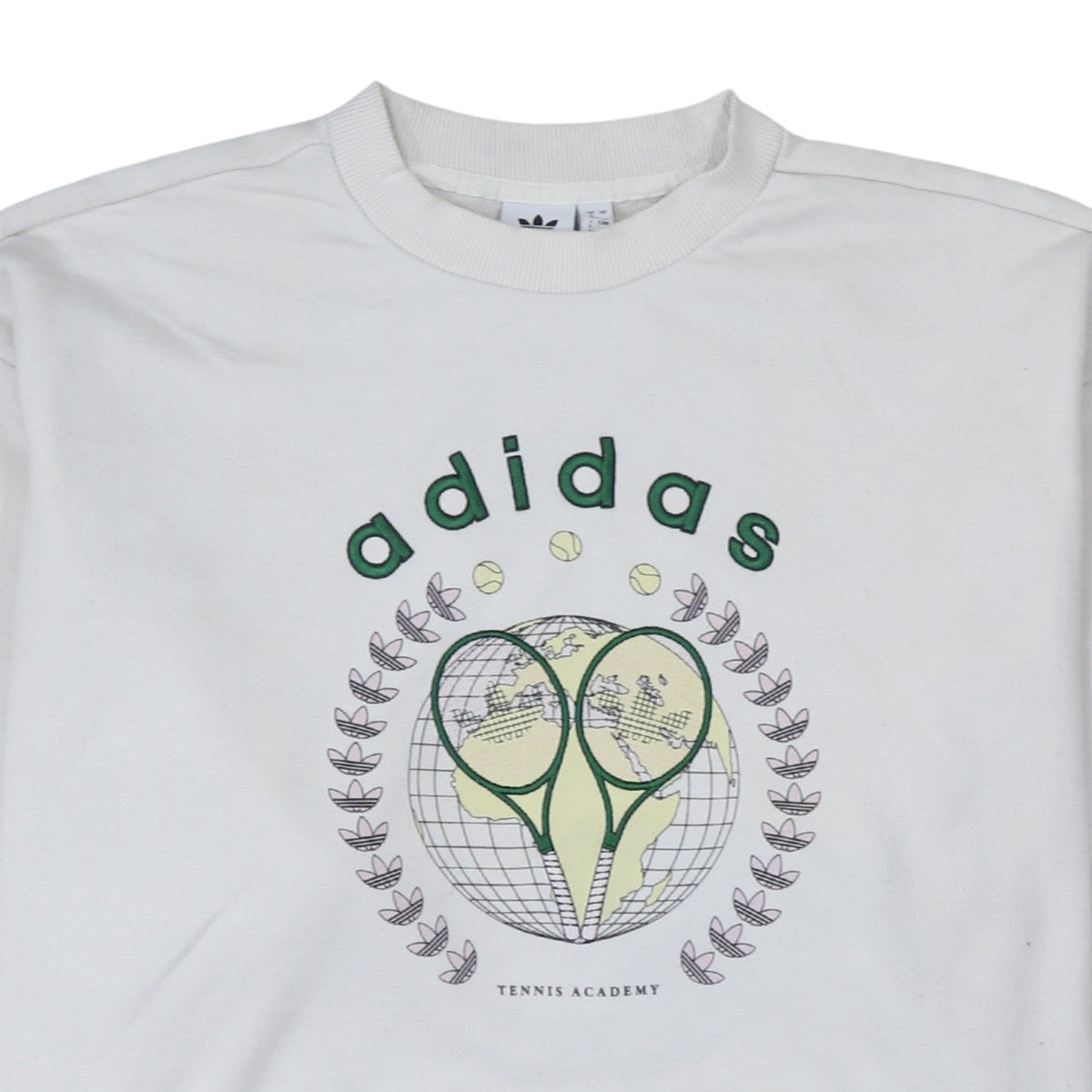 Adidas Womens White Tennis Academy Sweatshirt Size 8 Cotton Crew Neck