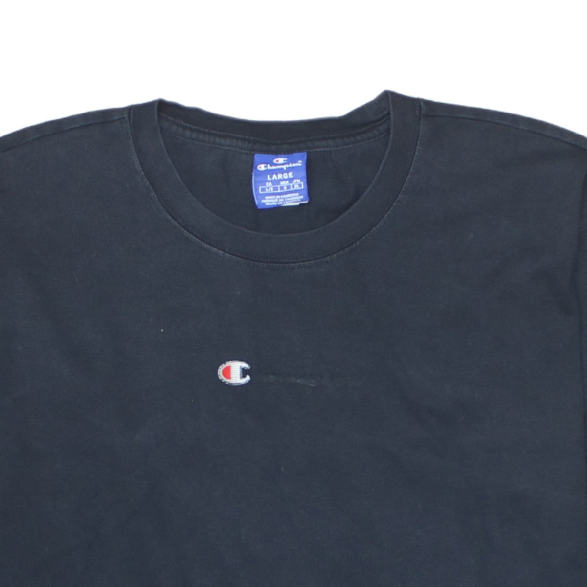 Champion Womens Black Long Sleeve Crew Neck Cotton T-Shirt Large