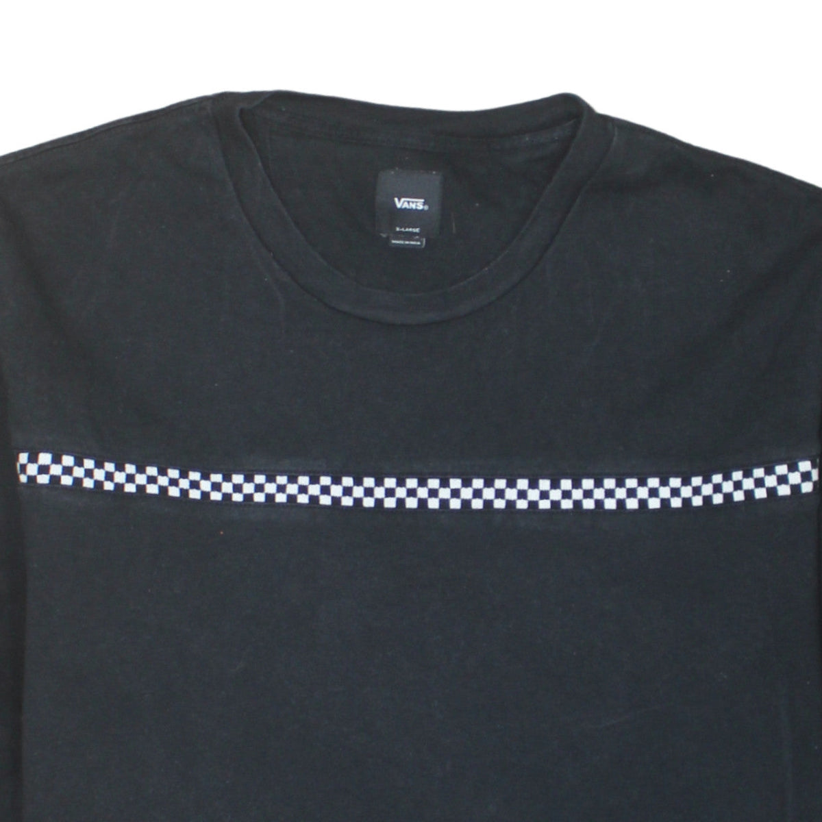Vans Mens Black XL Long Sleeve Crew Neck Sweatshirt Checker Print