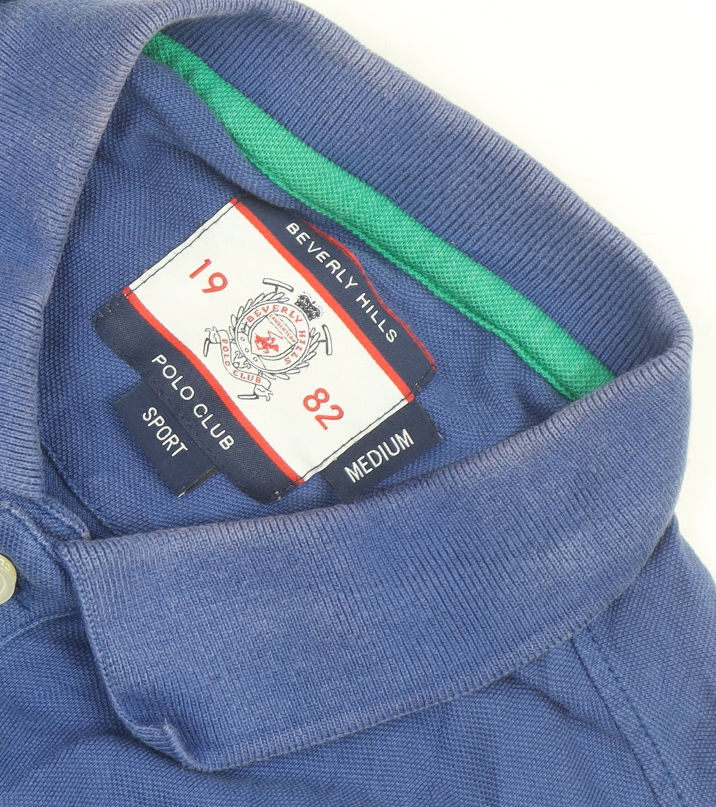 Beverly Hills Polo Club Men's Blue Cotton Polo Shirt Medium