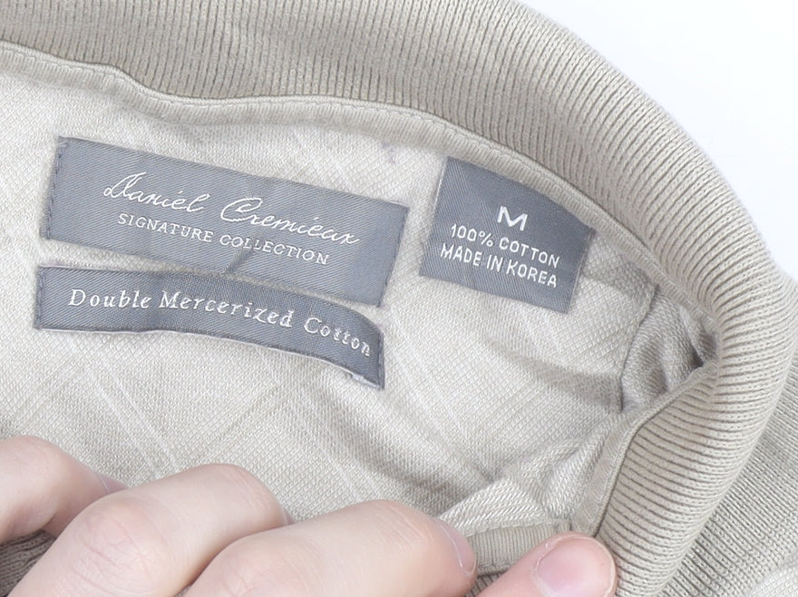Daniel Cremieux Men's Beige Geometric Cotton Polo Shirt M