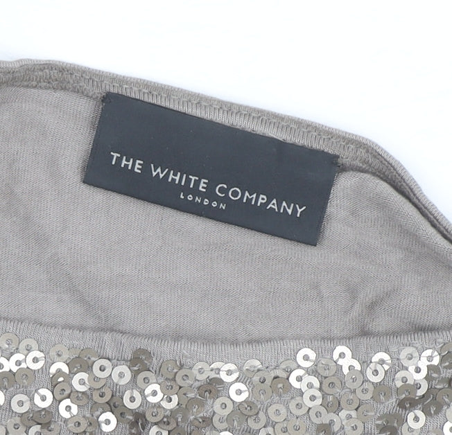 The White Company Women’s Beige Sequin Long Sleeve Top XL