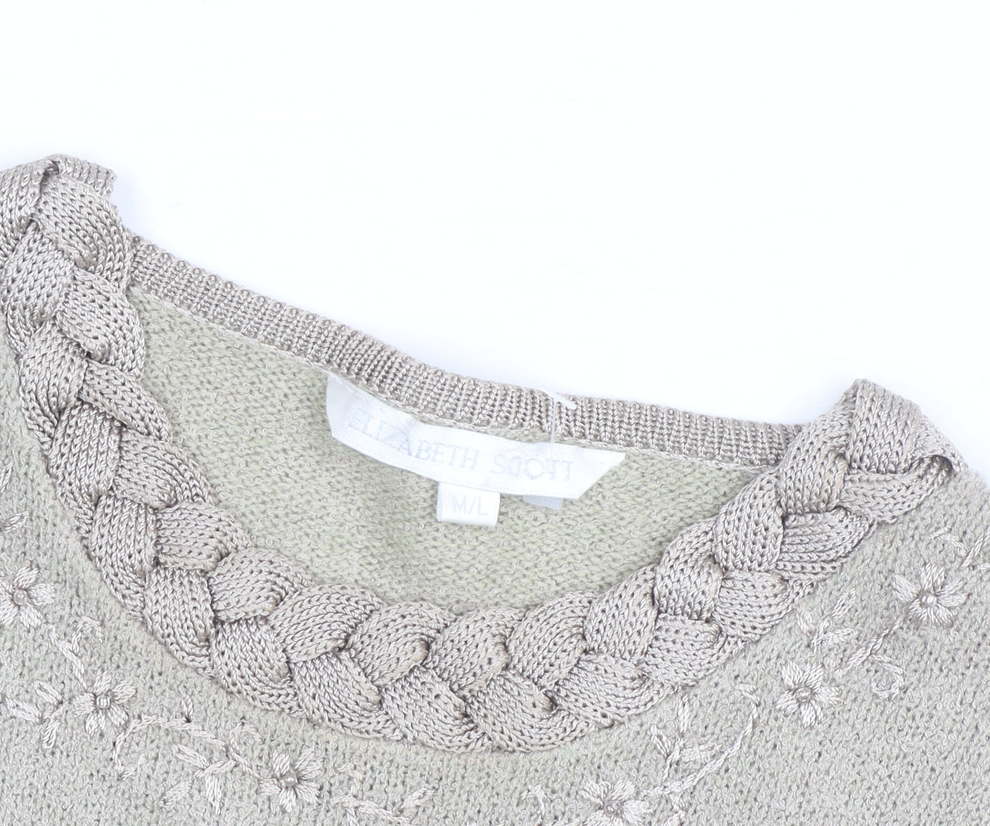 Elizabeth Scott Womens Beige Embroidered Crew Neck Jumper M