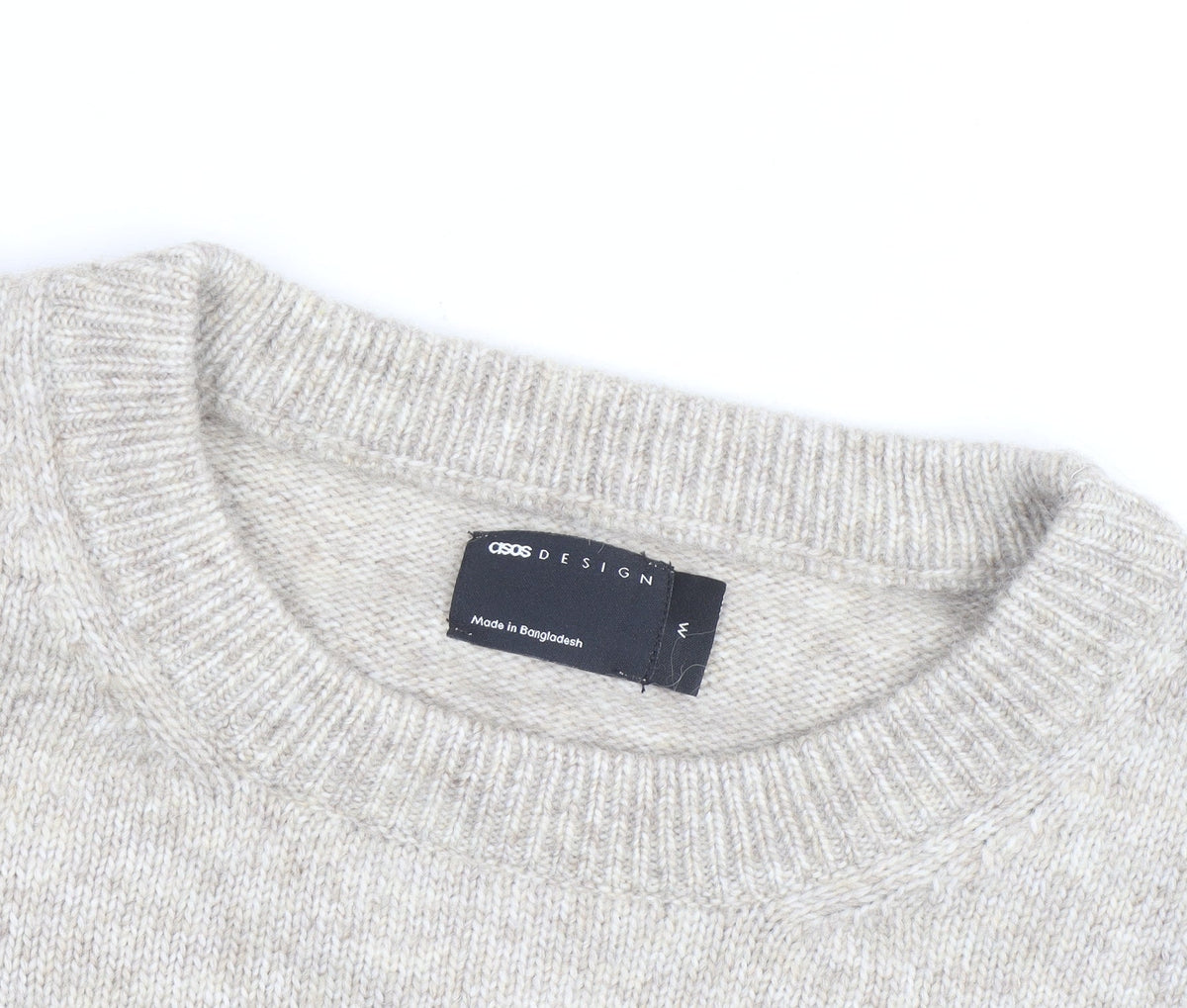 ASOS Design Women Beige Wool Blend Crew Neck Jumper Size M
