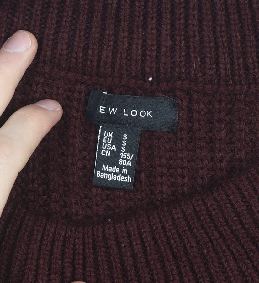 New Look Women’s Burgundy Roll Neck Chunky Knit Jumper Size S