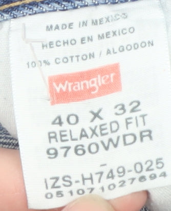 Wrangler Men's Blue 40x32 Relaxed Fit Straight Denim Jeans