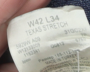 Wrangler Mens Blue 42x34 Texas Stretch Regular Straight Jeans