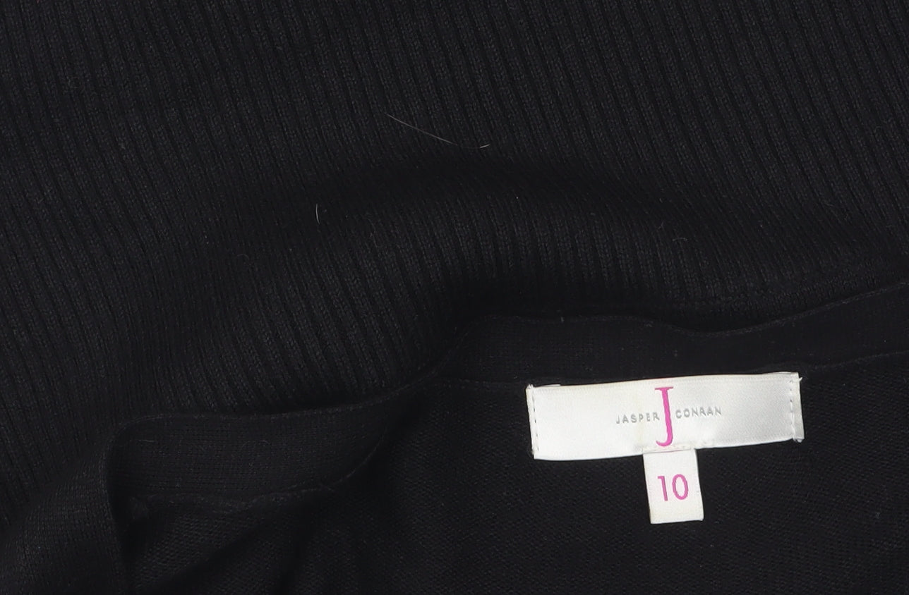 Jasper Conran Women Black Size 10 Viscose Silk Blend Button Cardigan