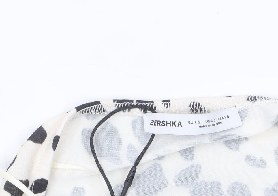 Bershka Women's White Animal Print Halter Camisole Top Size S