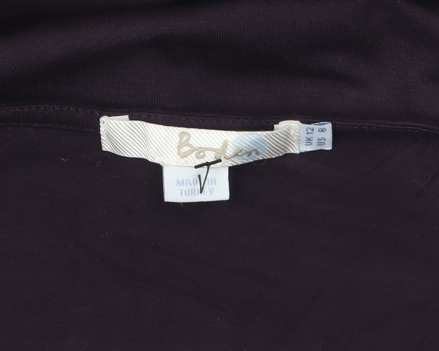 Boden Women’s Purple V-Neck Wrap Jersey Long Sleeve Blouse Size 12