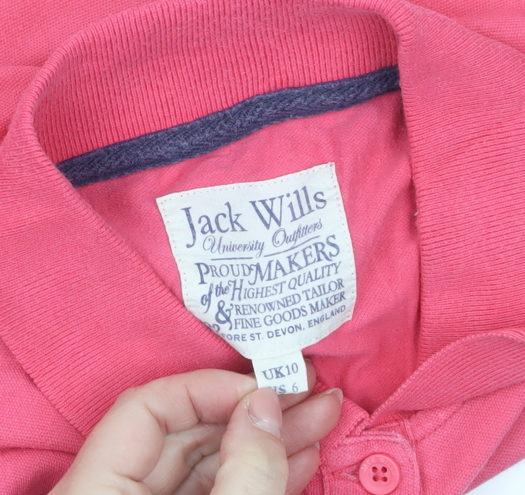 Jack Wills Women's Pink Slim Fit Cotton Polo Shirt UK 10