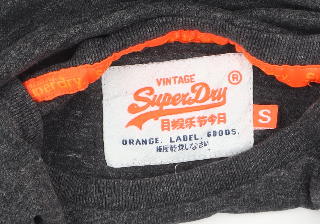 Superdry Men's Grey Long Sleeve Cotton Crew Neck Top Size S