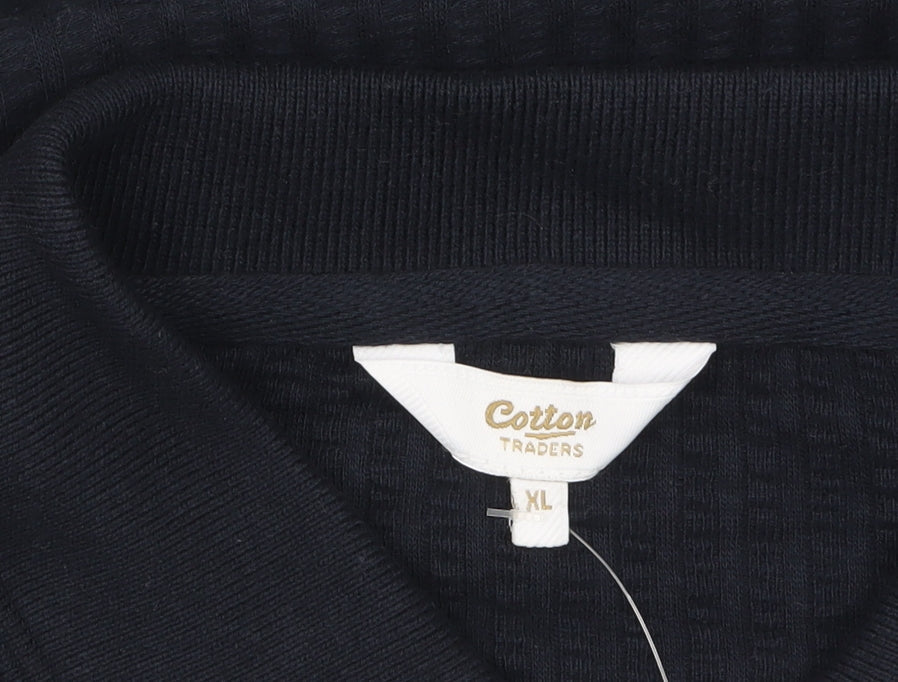 Cotton Traders Men's Blue Pure Cotton Short Sleeve Polo Shirt XL
