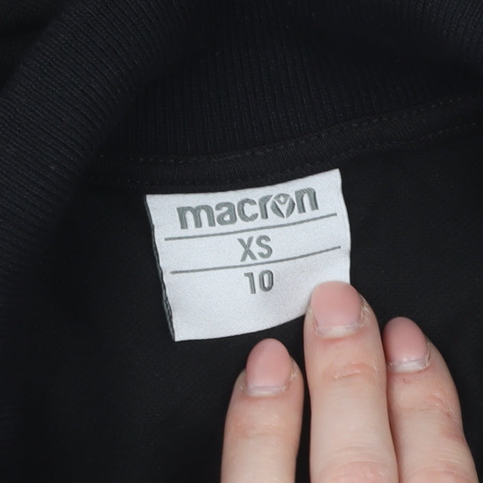 Macron Womens Black WRU Polo Shirt XS Short Sleeve Cotton Blend