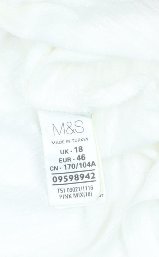 Marks & Spencer Womens Pink Colourblock Relaxed T-Shirt Size 18