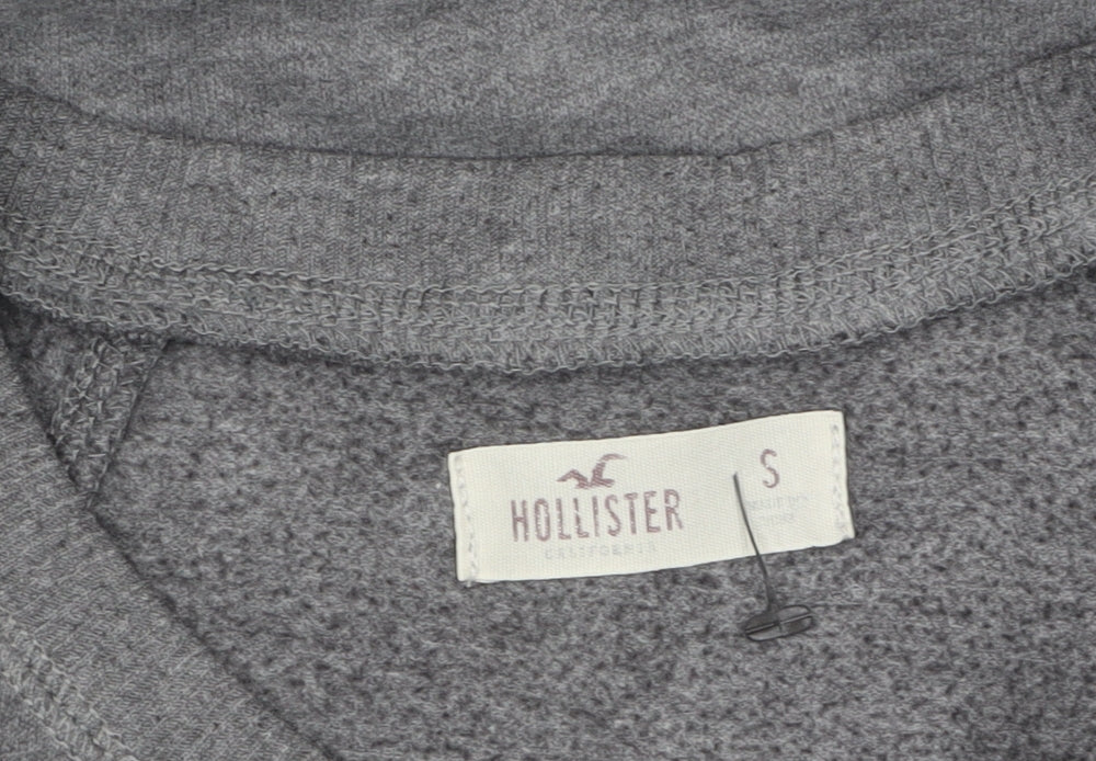 Hollister Womens Grey Long Sleeve Crew Neck Basic T-Shirt S