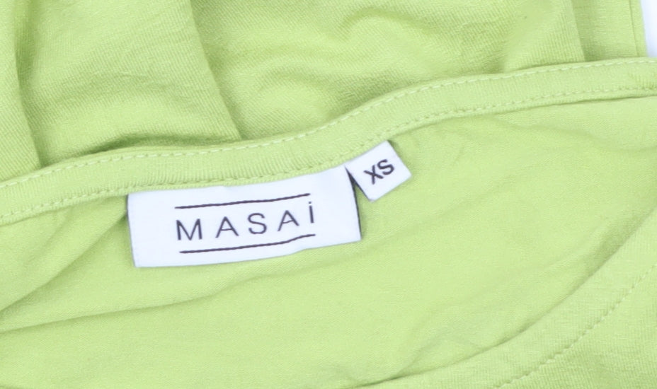 Masai Women Green XS Relaxed Viscose Jersey Short Sleeve T-Shirt