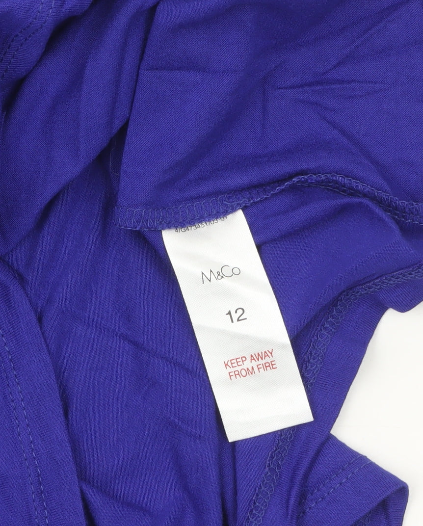 M&Co Womens Blue Ruffle Sleeve Camisole Blouse Size 12