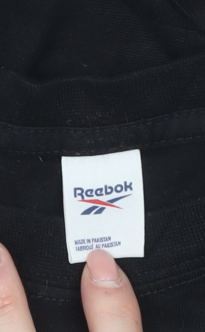Reebok Women's Black Cropped Long Sleeve Cotton T-Shirt L
