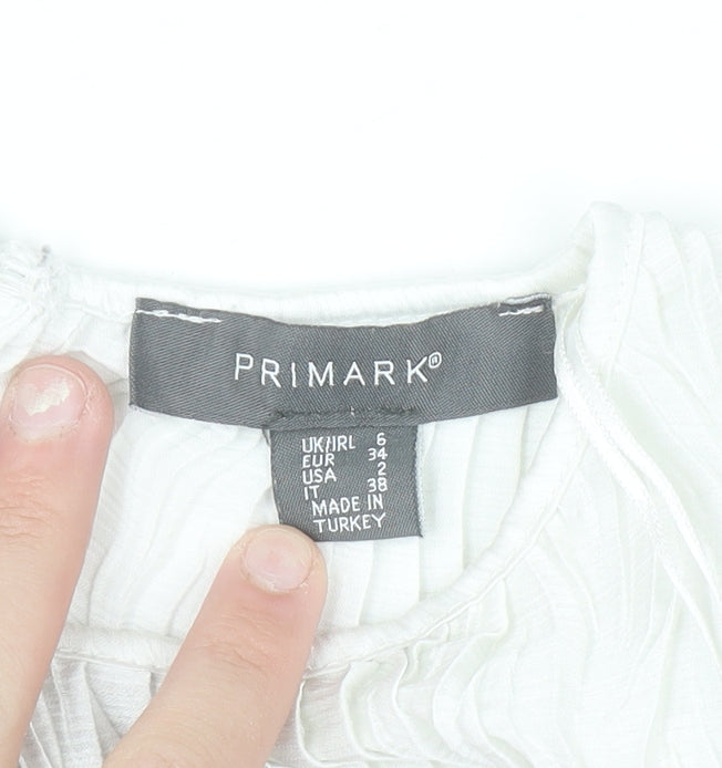 Primark Women’s White Long Sleeve Tunic Blouse Size 6