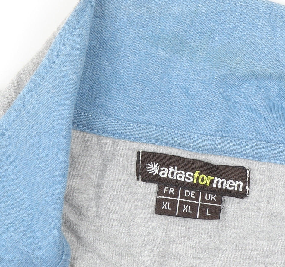 Atlas For Men Grey 1/4 Zip High Neck Pullover Sweatshirt L