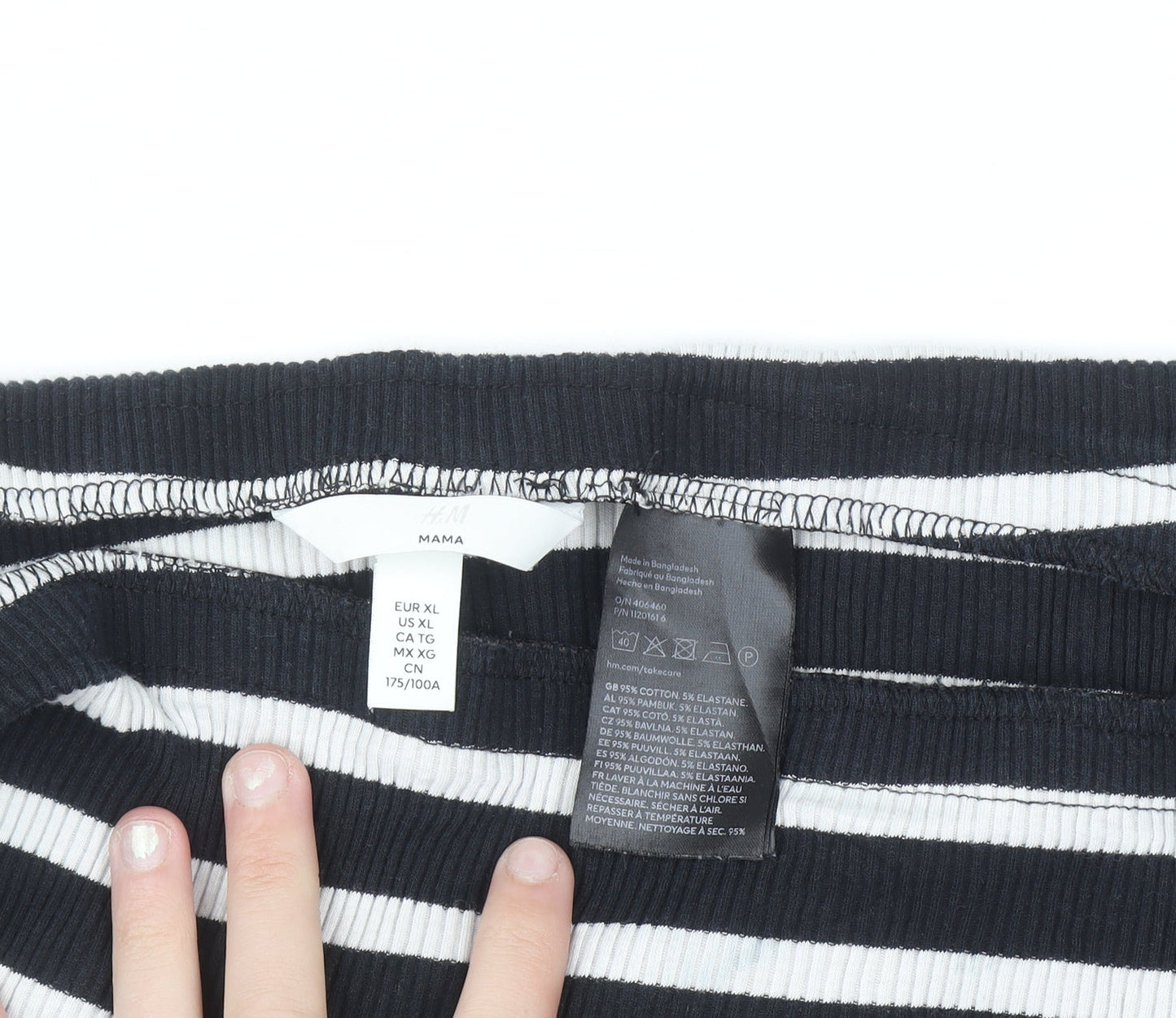 H&M MAMA Black White Striped Bodycon Maternity Dress XL
