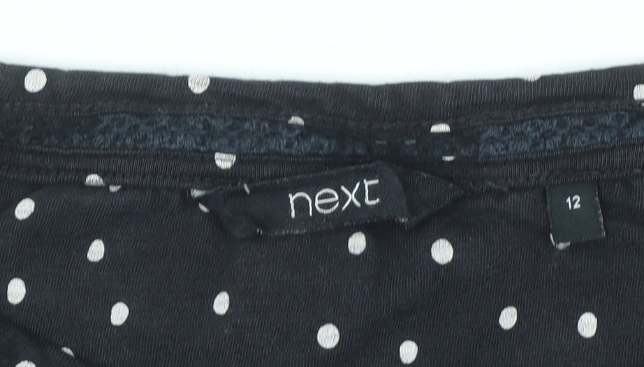 Next Women’s Black Polka Dot Sleeveless Cotton Blouse Size 12