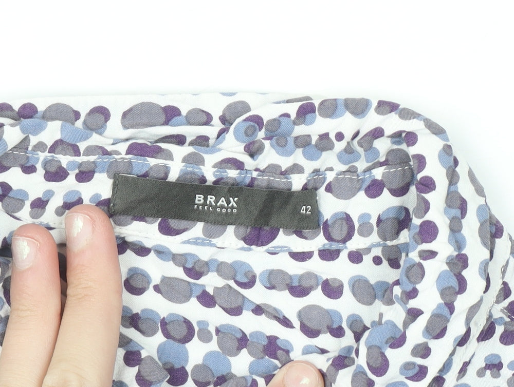 Brax Men's Blue Geometric Viscose Long Sleeve Button-Up Shirt Size 42