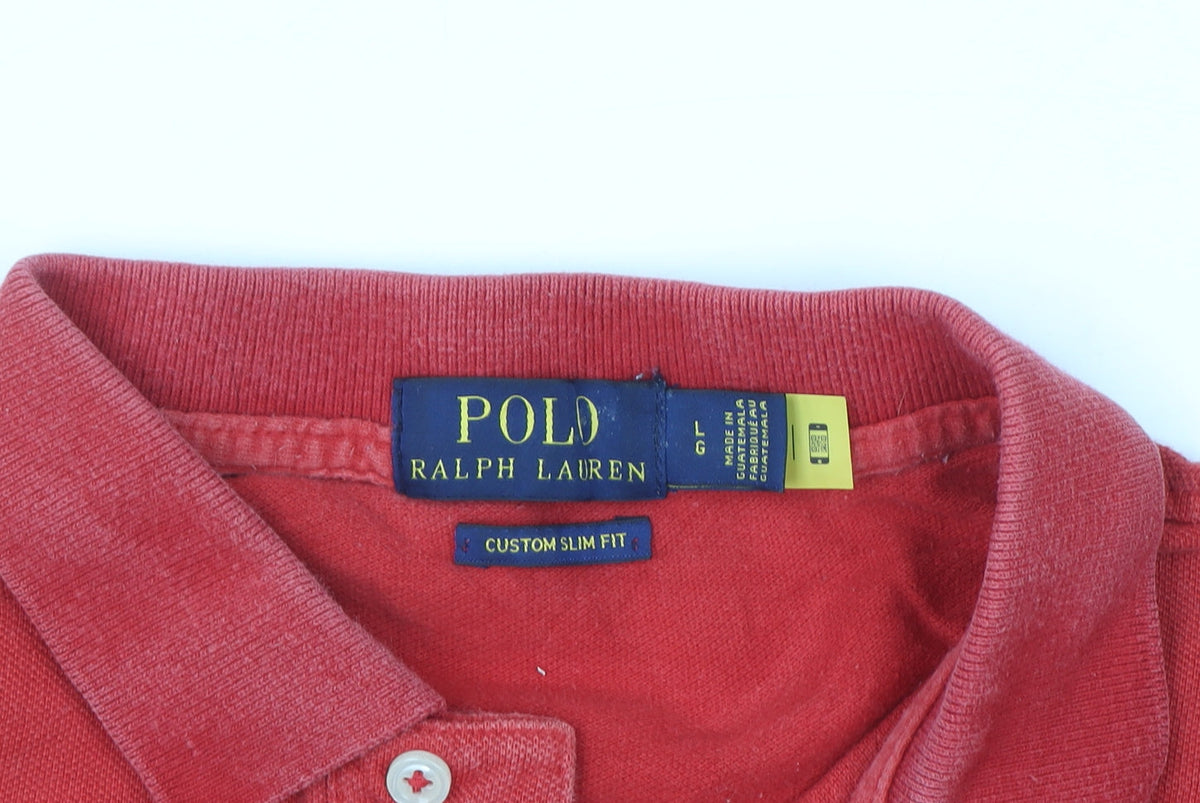Ralph Lauren Men's Red Custom Slim Fit Polo Shirt Size L