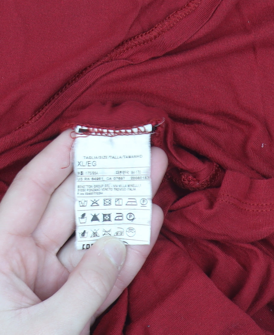 United Colors of Benetton Women’s Red Viscose Silk Basic T-Shirt XL