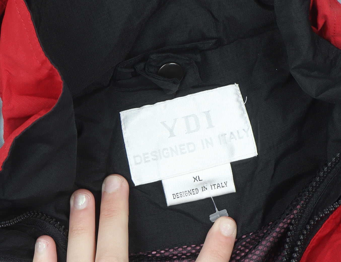 YDI Men's Red XL Hooded Waterproof Windproof Parka Jacket