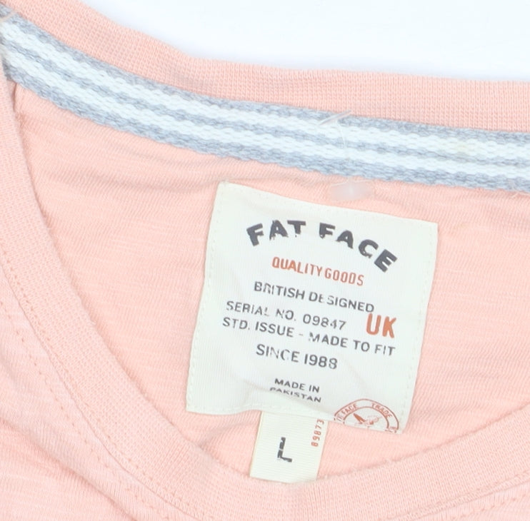Fat Face Men's Pink Colourblock Cotton Short Sleeve Polo - L