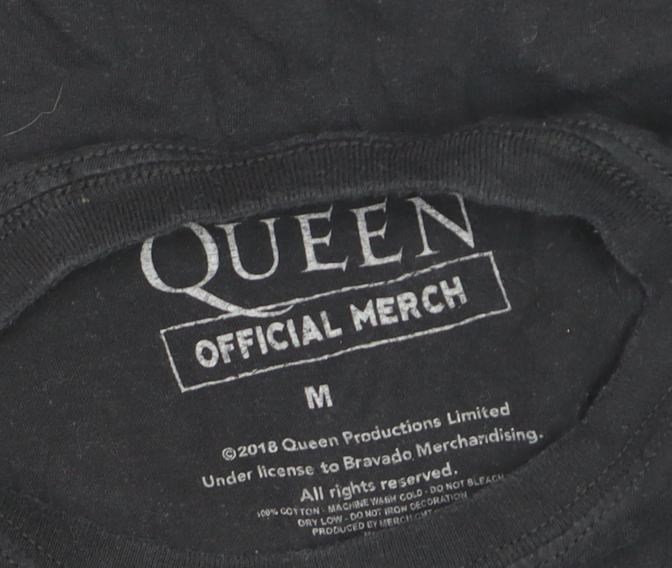 Queen Official Merch Men's Black Medium 80s Rock Band T-Shirt