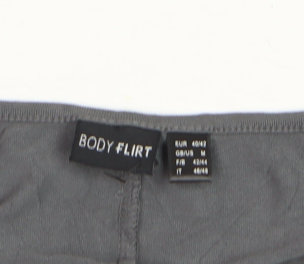 Body Flirt Womens Grey Sheath Dress M Short Sleeve Scoop Neck Ruched