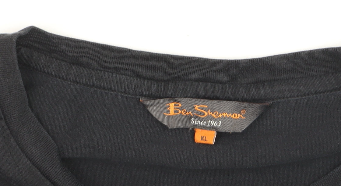 Ben Sherman Men's Black Cotton Crew Neck XL Pocket T-Shirt