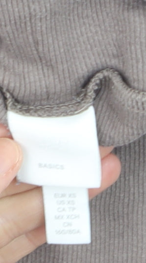 H&M Women Beige Roll Neck Pullover Jumper XS Cotton Blend
