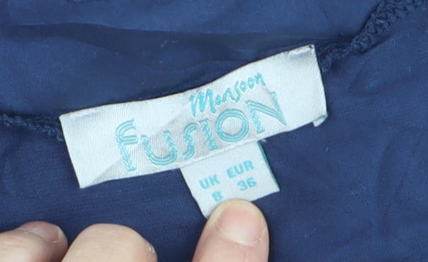 Monsoon Fusion Women's Blue Size 8 Short Sleeve Knee Length Shift Dress