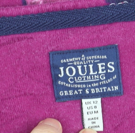Joules Women's Pink Floral Long Sleeve Cotton Jersey T-Shirt UK 12