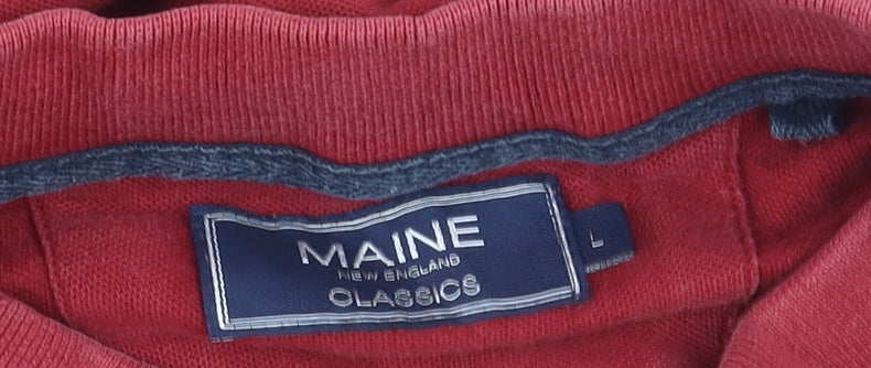 Maine New England Men's Red Cotton Polo Shirt Size L