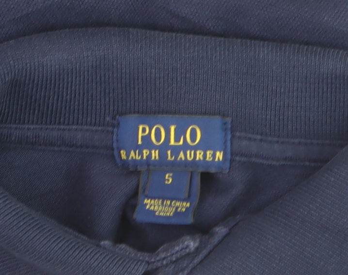Ralph Lauren Boys Navy Blue Polo Shirt Size 5 Years Classic Cotton Short Sleeve
