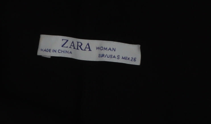 Zara Women Black Asymmetrical Collar Pullover Jumper Size 10