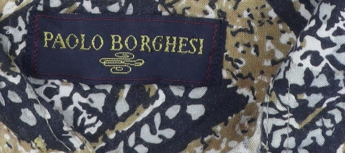 Paolo Borghesi Women’s Brown Geometric Button-Up Shirt L Viscose