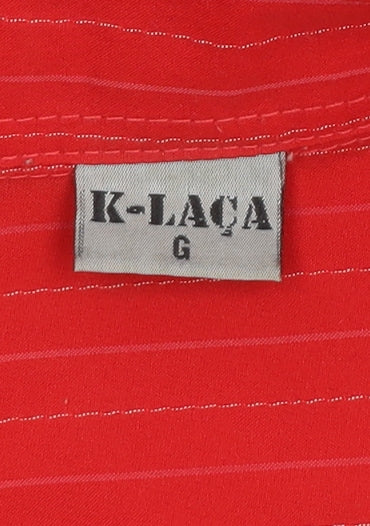 K-Laça Men's Red Short Sleeve Pinstripe Polo Shirt L