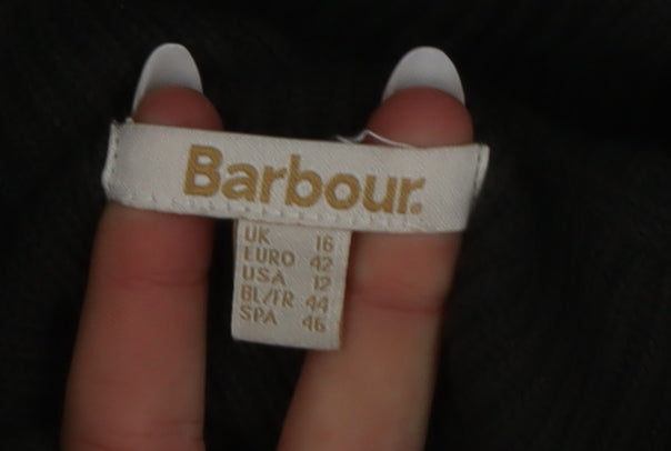 Barbour Women's Black Knit Shift Dress Size 16 Roll Neck Jumper Dress