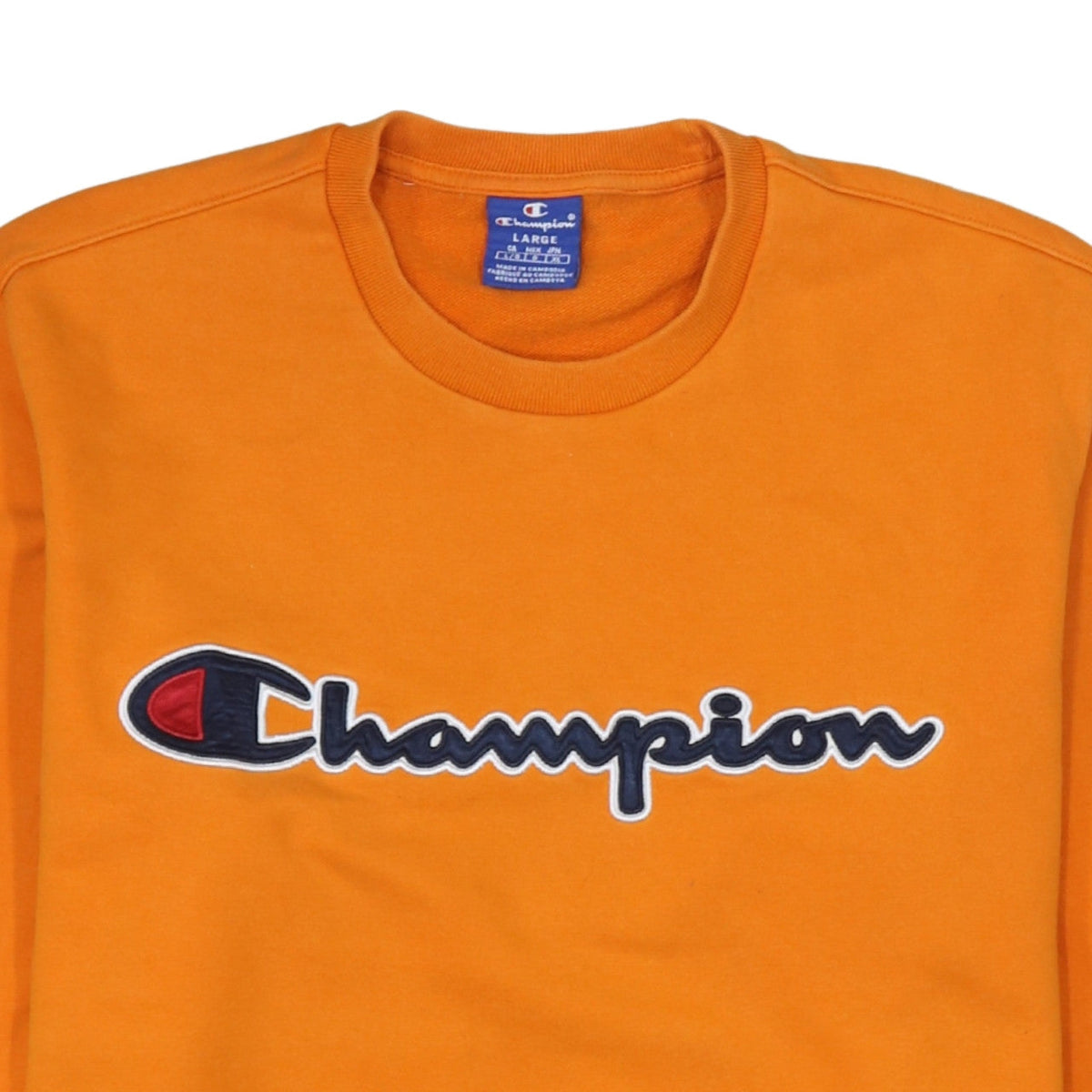 Champion Men's Orange Logo Pullover Sweatshirt Size L