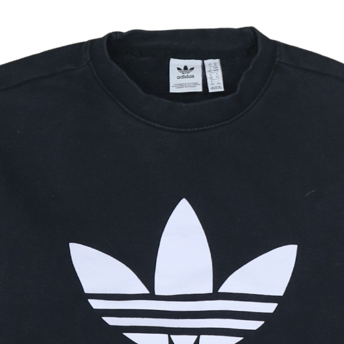Adidas Womens Black Crew Neck Pullover Sweatshirt UK 14 Graphic Logo