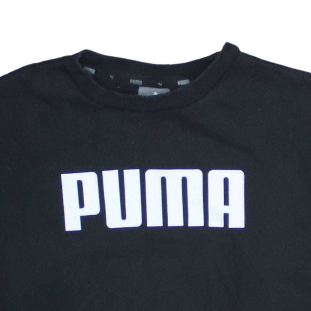 Puma Men's Black Pullover Sweatshirt S Logo Crew Neck Fleece