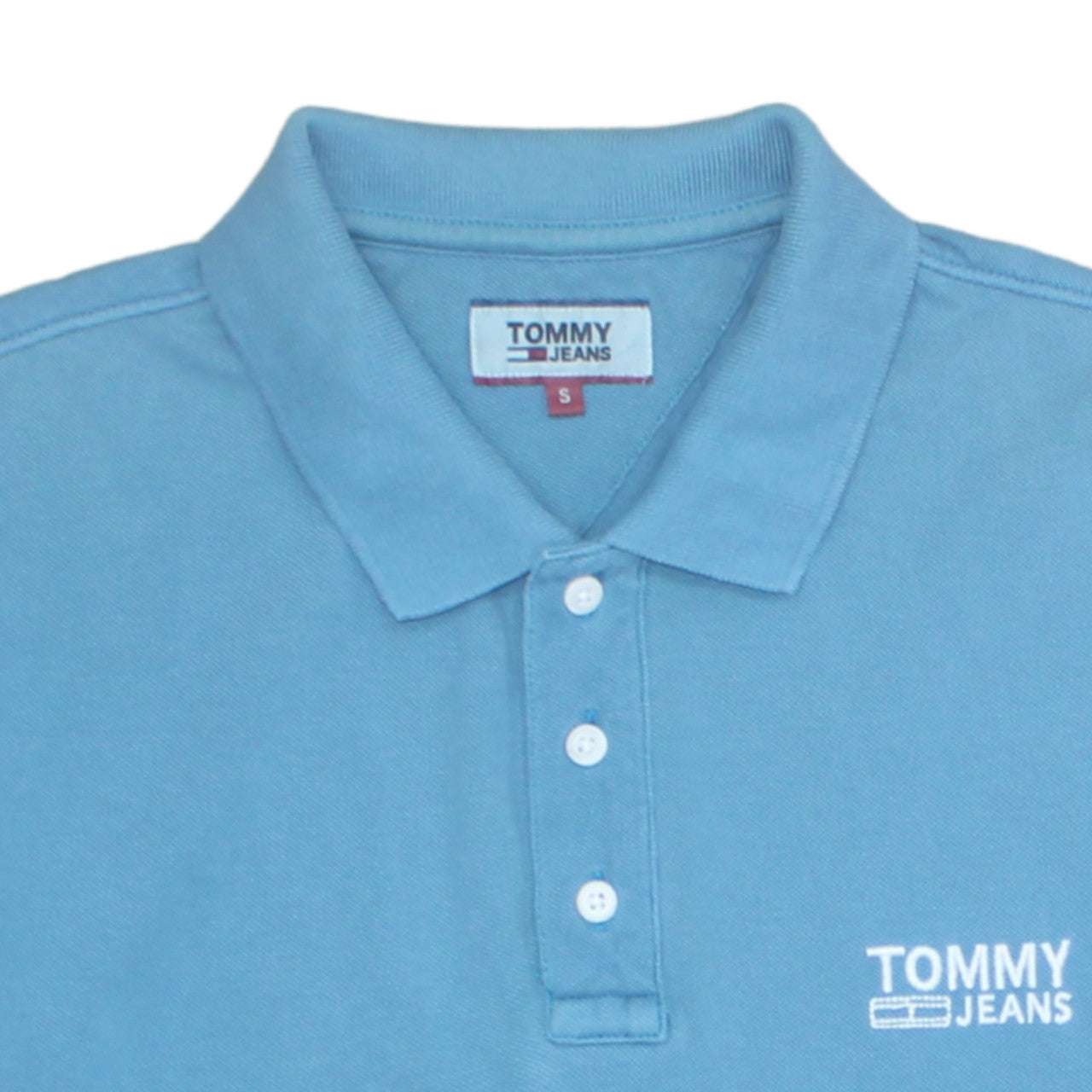 Tommy Jeans Men's Blue Cotton Polo Shirt Size S Short Sleeve