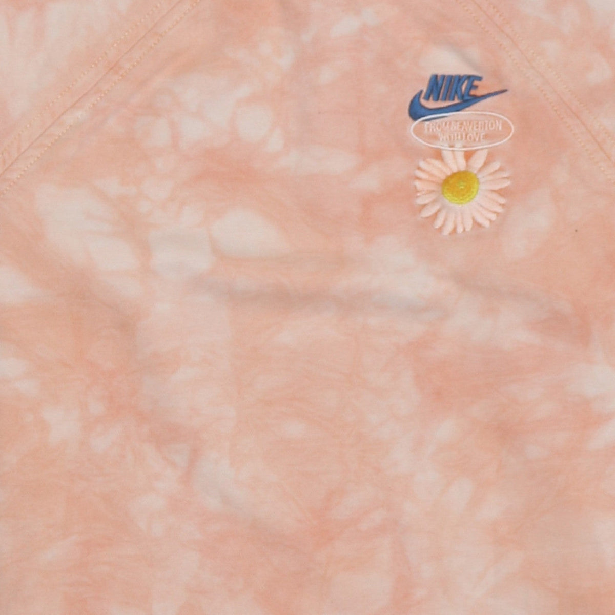 Nike Girls Peach Tie-Dye XL Sweatshirt with Daisy Embroidery