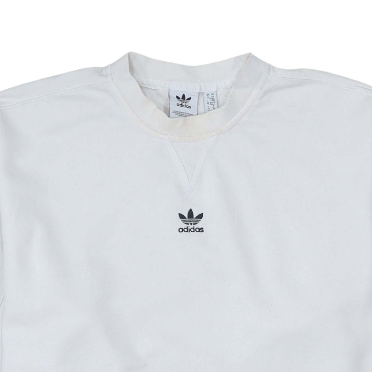 Adidas Women White Crew Neck Pullover Sweatshirt XS Cotton Logo